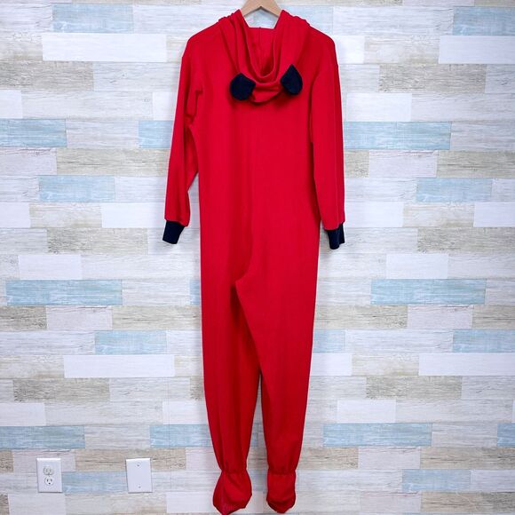 Disney Mickey Ears Hooded Fleece Footie Union Suit Pajamas Red Womens Large 12 - Picture 4 of 8
